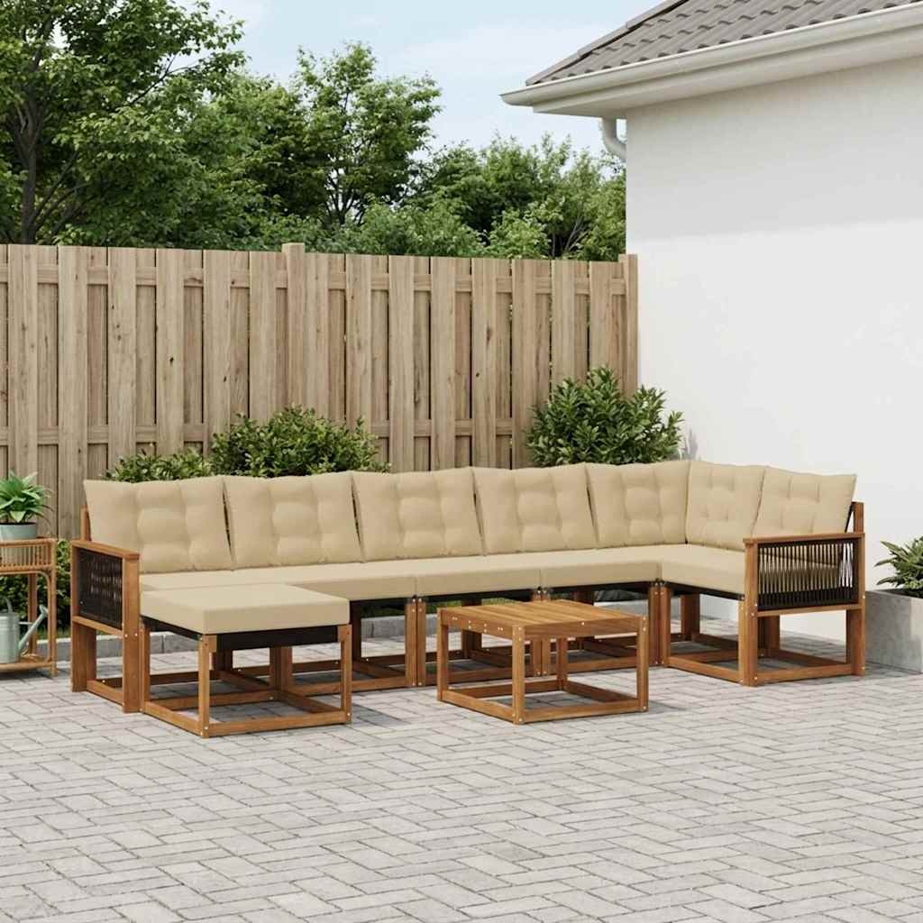 3382113_1.jpg vidaXL Záhradná súprava gaučov s vankúšom 8 pcs Prírodná a béžová – Obrázok 1