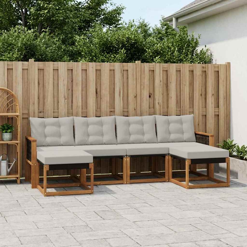 3382127_1.jpg vidaXL Záhradná súprava gaučov s vankúšom 6 pcs Prírodná a svetlosivá – Obrázok 1