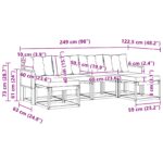 vidaXL Záhradná súprava gaučov s vankúšom 6 pcs Prírodná a čierna – Obrázok 8