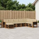 vidaXL Záhradná súprava gaučov s vankúšom 8 pcs Prírodná a béžová