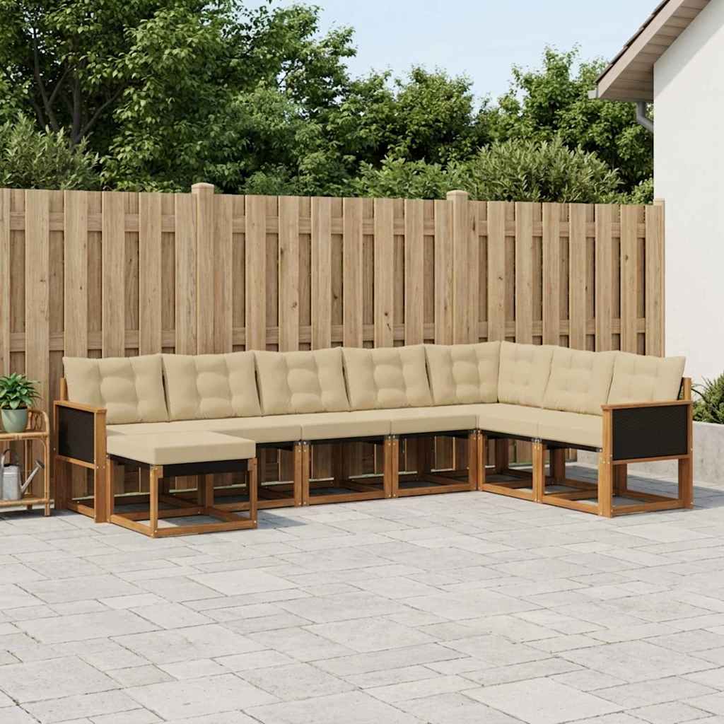 3382137_1.jpg vidaXL Záhradná súprava gaučov s vankúšom 8 pcs Prírodná a béžová – Obrázok 1