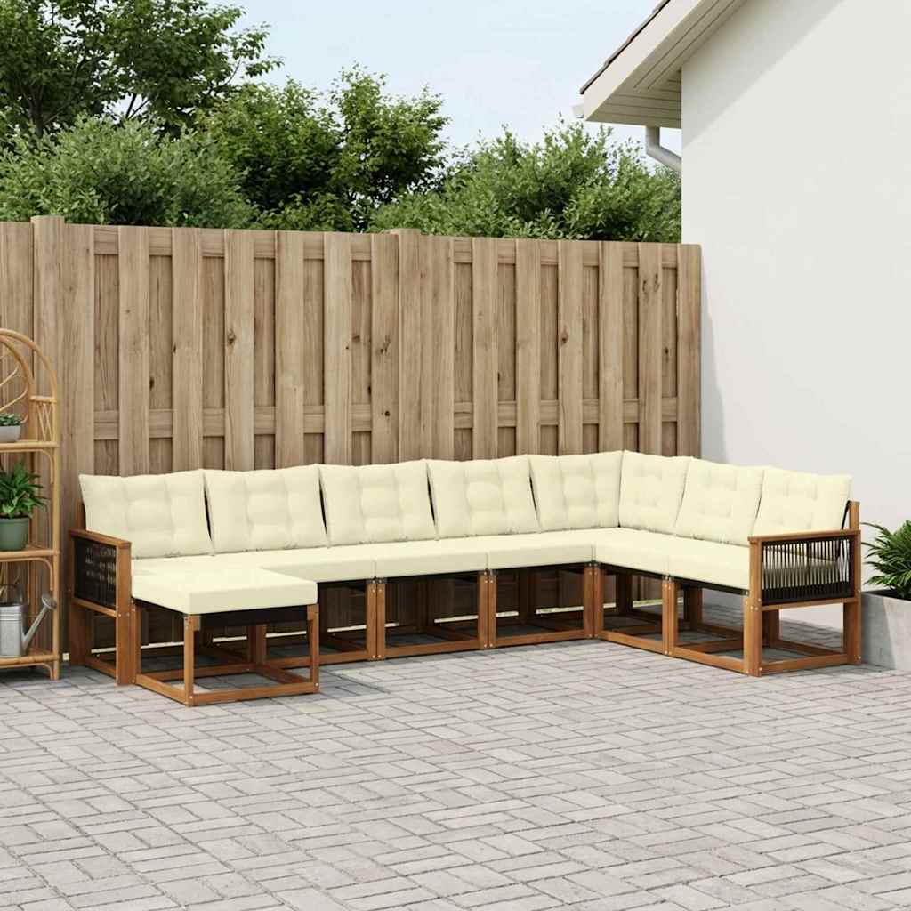 3382142_1.jpg vidaXL Záhradná súprava gaučov s vankúšom 8 pcs Prírodná a krémová – Obrázok 1