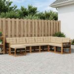 vidaXL Záhradná súprava gaučov s vankúšom 8 pcs Prírodná a béžová