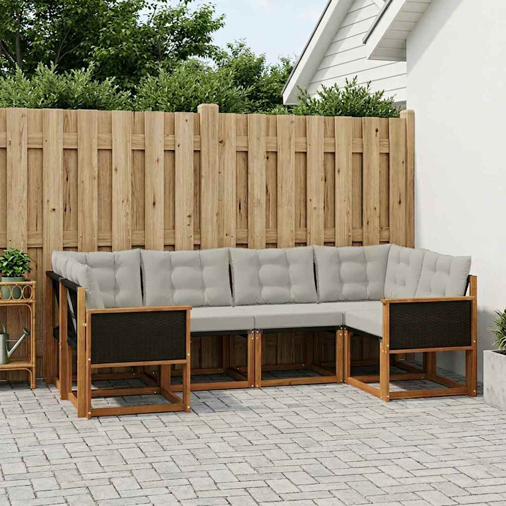 3382167_1.jpg vidaXL Záhradná súprava gaučov 6 pcs Prírodná a svetlosivá – Obrázok 1