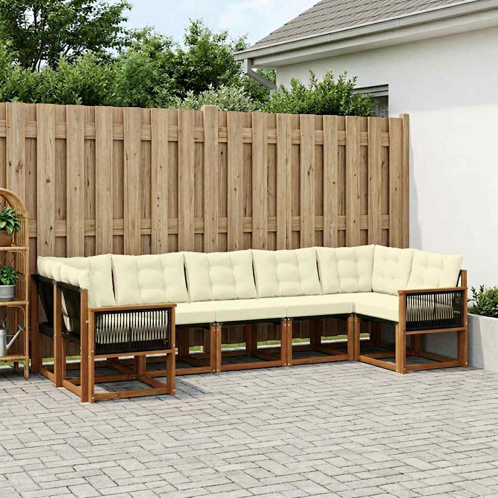 3382190_1.jpg vidaXL Záhradná súprava gaučov s vankúšom 7 pcs Prírodná a krémová – Obrázok 1