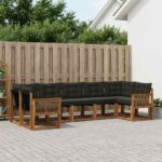 vidaXL Záhradná súprava gaučov 7 pcs Prírodná a čierna