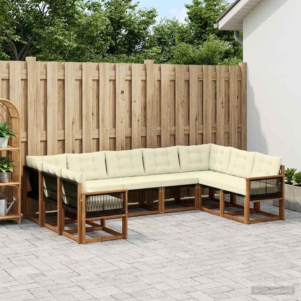 3382206_1.jpg vidaXL Záhradná súprava gaučov s vankúšom 9 pcs Prírodná a krémová – Obrázok 1