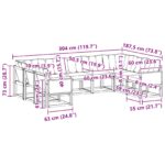 vidaXL Záhradná súprava gaučov s vankúšom 9 pcs Prírodná a krémová – Obrázok 9