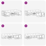 vidaXL Záhradná súprava gaučov s vankúšom 10 pcs Prírodná a béžová – Obrázok 9