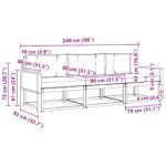 vidaXL Záhradná súprava gaučov s vankúšom 3 pcs Prírodná a svetlosivá – Obrázok 6