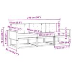 vidaXL Záhradná súprava gaučov s vankúšom 3 pcs Prírodná a antracitová – Obrázok 6