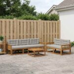 vidaXL Záhradná súprava gaučov 6 pcs Prírodná a svetlosivá