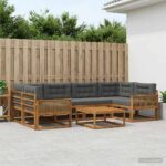 vidaXL Záhradná súprava gaučov 7 pcs Prírodná a antracitová
