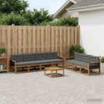 vidaXL Záhradná súprava gaučov s vankúšom 8 pcs Prírodná a antracitová
