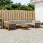 vidaXL Záhradná súprava gaučov s vankúšom 8 pcs Prírodná a svetlosivá