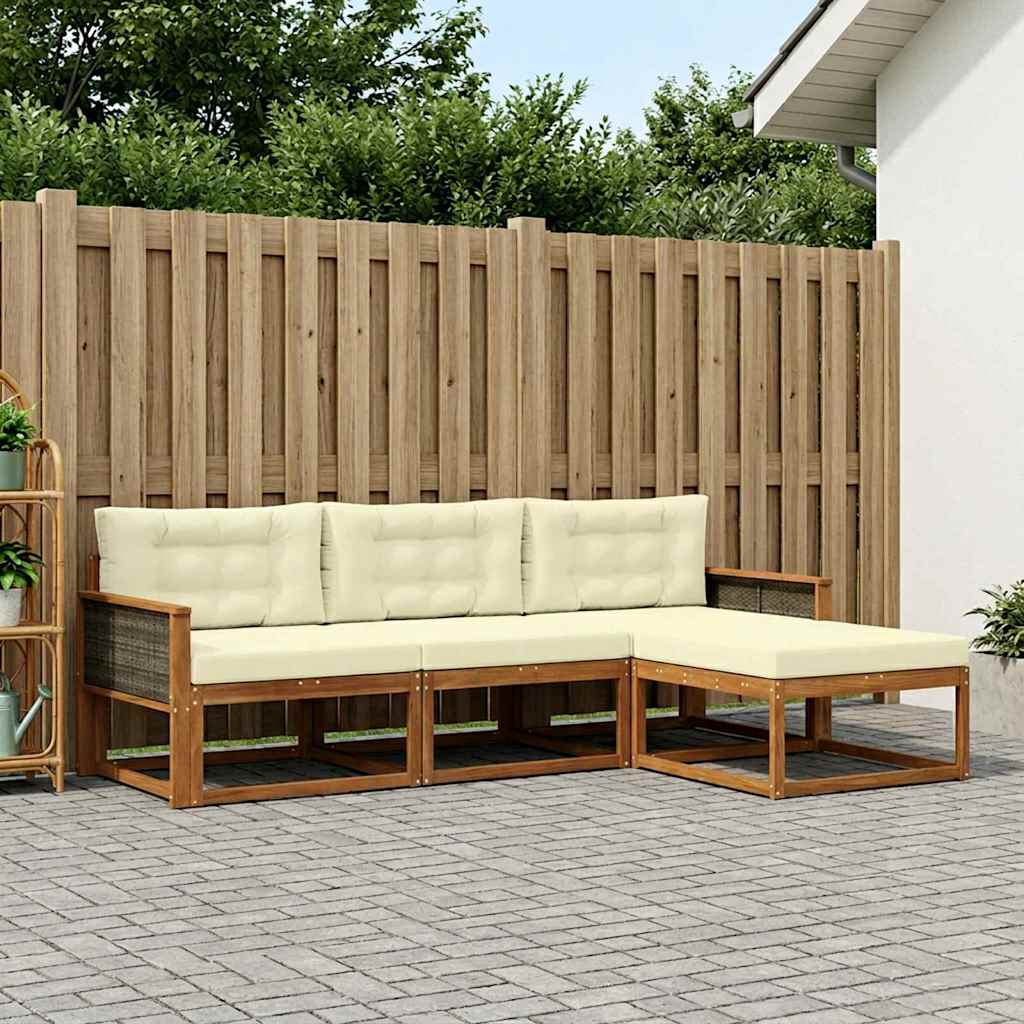 3382458_1.jpg vidaXL Záhradná súprava gaučov s vankúšom 4 pcs Prírodná a krémová – Obrázok 1