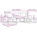 vidaXL Záhradná súprava gaučov s vankúšom 4 pcs Prírodná a krémová – Obrázok 6