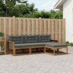 vidaXL Záhradná súprava gaučov s vankúšom 4 pcs Prírodná a antracitová