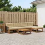 vidaXL Záhradná súprava gaučov s vankúšom 6 pcs Prírodná a béžová