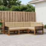 vidaXL Záhradná súprava gaučov s vankúšom 4 pcs Prírodná a béžová