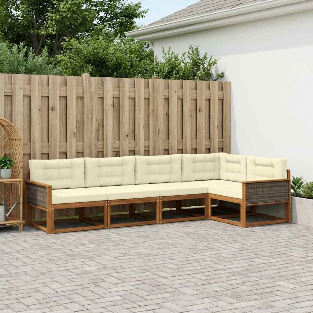 3382558_1.jpg vidaXL Záhradná súprava gaučov 5 pcs Prírodná a krémová – Obrázok 1