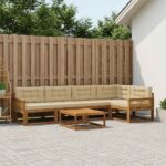 vidaXL Záhradná súprava gaučov s vankúšom 6 pcs Prírodná a béžová