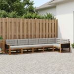 vidaXL Záhradná súprava gaučov s vankúšom 6 pcs Prírodná a svetlosivá