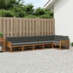 vidaXL Záhradná súprava gaučov s vankúšom 6 pcs Prírodná a antracitová
