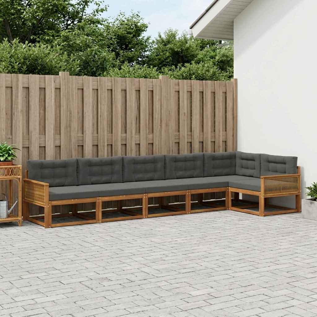 3382610_1.jpg vidaXL Záhradná súprava gaučov s vankúšom 6 pcs Prírodná a antracitová – Obrázok 1