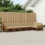 vidaXL Záhradná súprava gaučov s vankúšom 6 pcs Prírodná a béžová