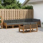 vidaXL Záhradná súprava gaučov 8 pcs Prírodná a antracitová
