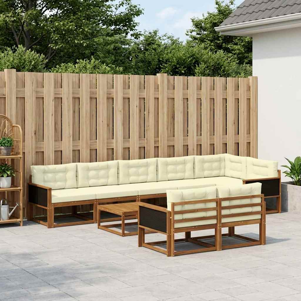 3382673_1.jpg vidaXL Záhradná súprava gaučov s vankúšom 9 pcs Prírodná a krémová – Obrázok 1