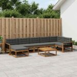 vidaXL Záhradná súprava gaučov s vankúšom 8 pcs Prírodná a antracitová