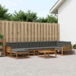 vidaXL Záhradná súprava gaučov s vankúšom 8 pcs Prírodná a antracitová