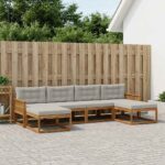 vidaXL Záhradná súprava gaučov s vankúšom 6 pcs Prírodná a svetlosivá