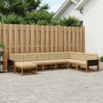 vidaXL Záhradná súprava gaučov s vankúšom 8 pcs Prírodná a béžová