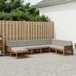vidaXL Záhradná súprava gaučov s vankúšom 8 pcs Prírodná a svetlosivá