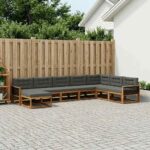 vidaXL Záhradná súprava gaučov s vankúšom 8 pcs Prírodná a antracitová
