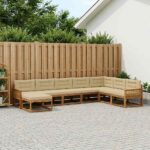 vidaXL Záhradná súprava gaučov s vankúšom 8 pcs Prírodná a béžová