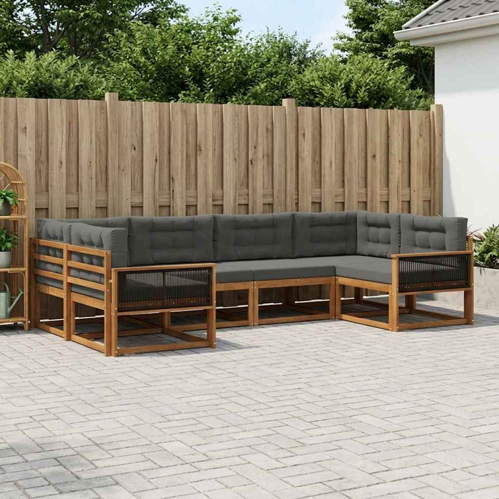 3382845_1.jpg vidaXL Záhradná súprava gaučov s vankúšom 6 pcs Prírodná a antracitová – Obrázok 1