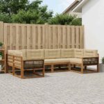 vidaXL Záhradná súprava gaučov s vankúšom 6 pcs Prírodná a béžová