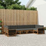 vidaXL Záhradná súprava gaučov s vankúšom 7 pcs Prírodná a antracitová