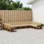 vidaXL Záhradná súprava gaučov s vankúšom 10 pcs Prírodná a béžová