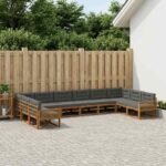 vidaXL Záhradná súprava gaučov 10 pcs Prírodná a antracitová