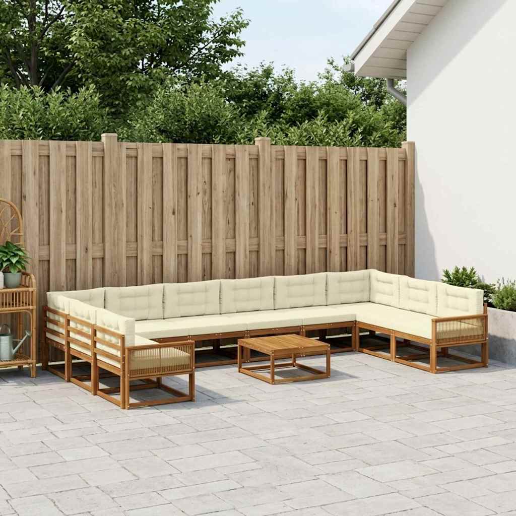 3382948_1.jpg vidaXL Záhradná súprava gaučov s vankúšom 11 pcs Prírodná a krémová – Obrázok 1