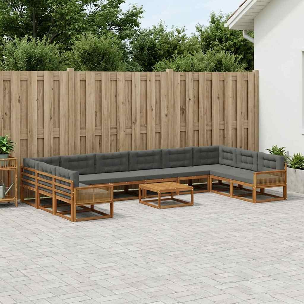 3382950_1.jpg vidaXL Záhradná súprava gaučov 11 pcs Prírodná a antracitová – Obrázok 1