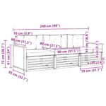 vidaXL Záhradná súprava gaučov s vankúšom 3 pcs Prírodná a krémová – Obrázok 6