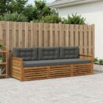 vidaXL Záhradná súprava gaučov s vankúšom 3 pcs Prírodná a antracitová