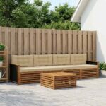 vidaXL Záhradná súprava gaučov s vankúšom 5 pcs Prírodná a béžová