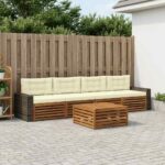 vidaXL Záhradná súprava gaučov s vankúšom 5 pcs Prírodná a krémová